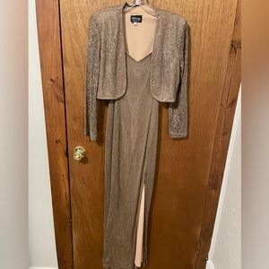 Vintage Shimmering Tan Gown with Jacket